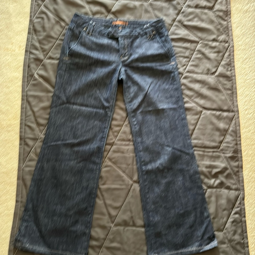 Deener women jeans denim dark blue straight leg low rise 5 pockets size 27